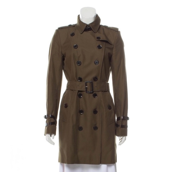 Burberry Olive Double-Breasted Trench Coat - Picture 9 of 11